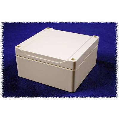 A rectangular, white housing with rounded corners on a blue background.