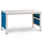 Complete housing 300 for UNIDESK-table, with 2 drawers, 1 x 100, 1 x 200 Body: 7035 light gray conductive drawers: 5007 brilliant blue conductive