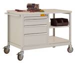 Mobile trolley with 2 shelves, cover plate, with abrollrand trolley and housing in light gray conductive drawers in conductive