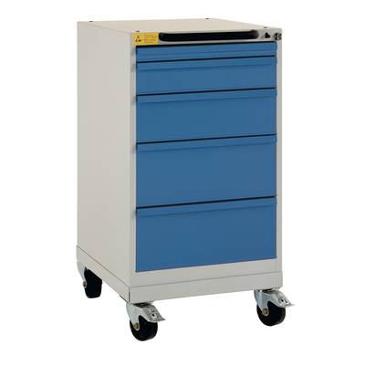Manuflex LS1044.5007  Drawer cabinet PROTEC, mobile usable height 700 mm, 5 drawers housing: RAL 5007 brilliant blue con