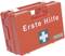 Red first aid box with white cross and 'First Aid' text, suitable for emergencies.