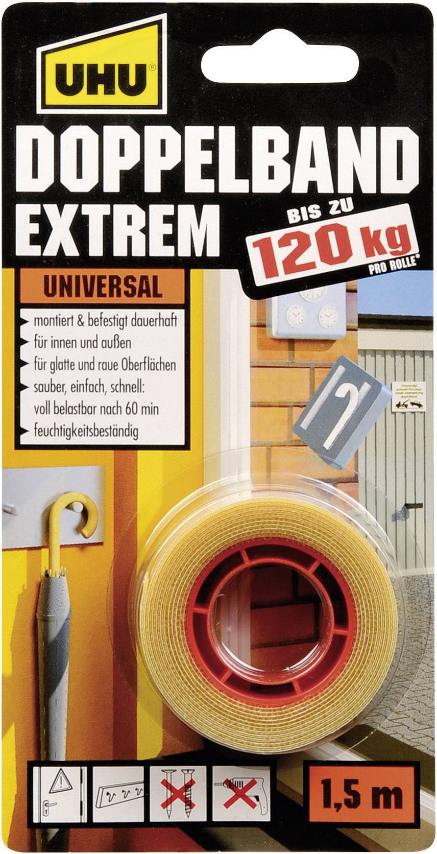 UHU 46820 Double sided adhesive tape UHU® (L x W) 1.5 m x 19 mm 1 pc(s)