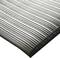 A sheet of brushed metal with uniform, parallel lines. The lustre and texture emphasise the modern design.