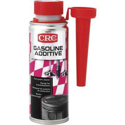 A red funnel and a tin with the label 'Petrol Additive' for cleaning the fuel system, brand CRC.