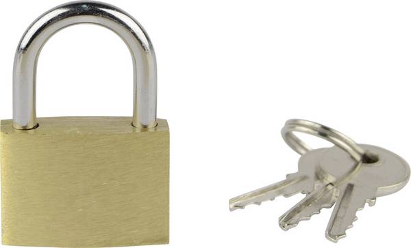 Brüder Mannesmann M  413-25 Padlock 25 mm keyed to differ   Gold yellow Key