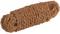 Brown hemp rope, coiled, on a white background.