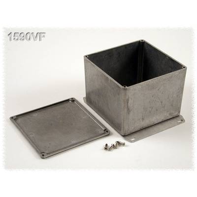 Metal enclosure with removable cover and four screws. Suitable for housing electrical components.