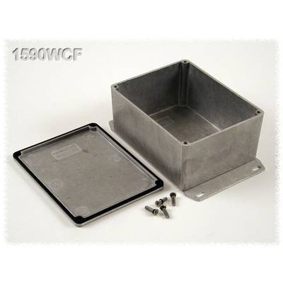 Metal enclosure with removed lid, screws lying beside it. Suitable for electronic applications or component assembly.