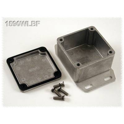 A rectangular metal enclosure with a removable cover and five screws, suitable for electronic assembly or cable protection.