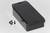 Black rectangular enclosure with removable cover; three small black screws beside it. Suitable for electronic projects.