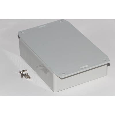 White plastic box with a removable lid, with three small screws lying beside it.