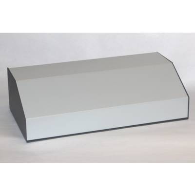 A grey, rectangular metal box with bevelled edges, on a white background.