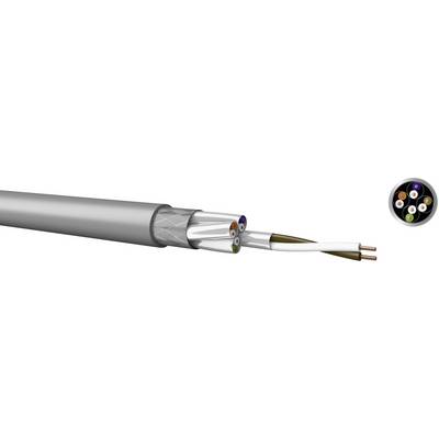 Cable Cross-Section Representation: A shielded cable with multiple coloured wires, showing the internal structure and colour coding of the conductors.
