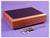 Wooden box with a black surface on top, next to a calliper on a purple background.
