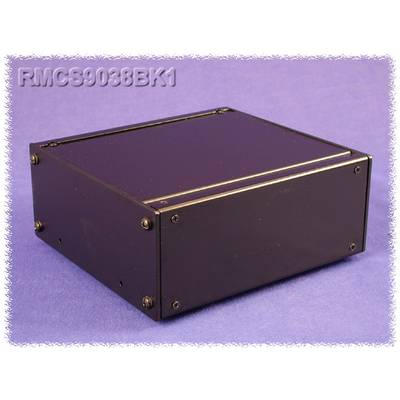 Small black box with screws at the corners on a purple background.