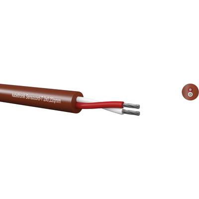 Brown sensor cable labelled 'Kabeltronik Sensor Cable 2x0.22mm'. Shows red and white wires in cross-section on the right.