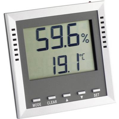 A digital thermometer-hygrometer displays 59.6% humidity and 19.1°C temperature.