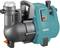 A Gardena electric water pump, model 4000/5, in blue and black. It has a handle and multiple connections.