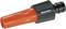Gardena garden hose nozzle, red with black handle, simple design for watering purposes.