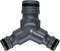 Y-connector from Gardena for connecting three water hoses, suitable for garden systems, black with sealing rings.