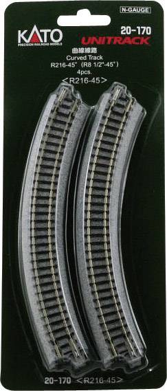 7078112 N Kato Unitrack Curve 45 ° 216 mm 4 pc(s)-0