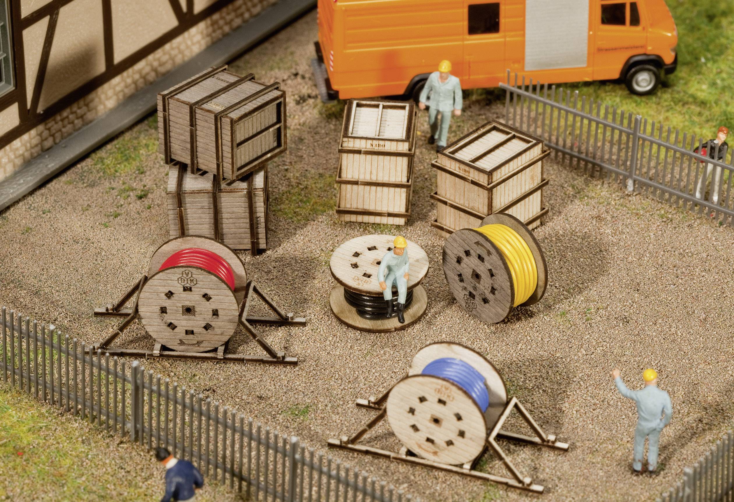 Image of Faller 180617 H0 Transportkisten und Leitungsrollen Assembly kit