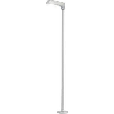 A simple walking stick with an ergonomic handle in light grey, sturdy metal shaft and round rubber foot for improved grip.