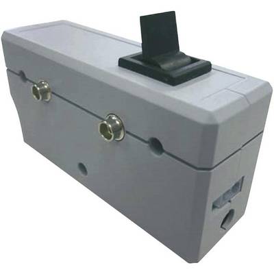 Grey plastic casing with a toggle switch on top and side mounting brackets.