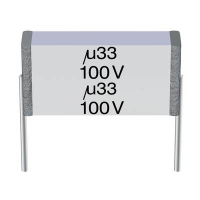 A capacitor marked 'μ33 100 V' on its surface.