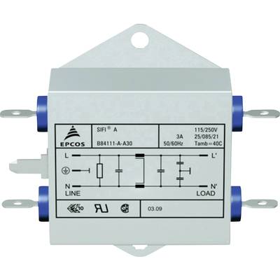TDK B84111AA30 EMI filter flame retardant 250 V AC 3 A 1.5 mH (L x W x H) 70 x 76.5 x 22.3 mm 1 pc(s) 