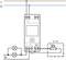 Circuit diagram of an electrical device: Connects two lamps in series with a switch. Shows connection terminals and wiring layout.