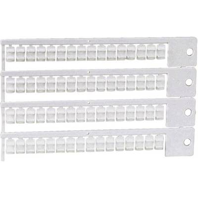 White cable management clips arranged in rows, for organising and guiding multiple cable strands.