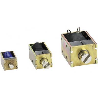 'Three different-sized electric linear actuators made of metal, sorted from small to large, with exposed shaft and coils.'