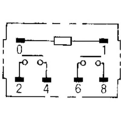 Circuit diagram of a plug connection with numbered contacts 0, 1, 2, 4, 6, 8 and a connection with a rectangle at the top.