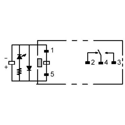 Circuit diagram of an electronic circuit with diodes, resistors, and switches. Labelled with numbers 1 to 5.