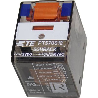 An electrical relay with a transparent casing reveals its internal mechanisms. Printed markings indicate technical specifications and manufacturer details.