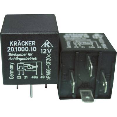 Two black relay cubes with labelling 'KRÄCKER 20.1000.10 12V', for indicator relay in trailer operation, origin: Germany.