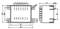 Technical drawing of an electrical connector with dimensions: width 65 mm, height 48 mm, depth 40 mm. Connection pins numbered.