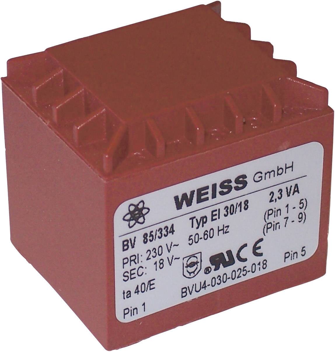 Image of Weiss Elektrotechnik 85/332 PCB mount transformer 1 x 230 V 1 x 12 V AC 2.30 VA 192 mA