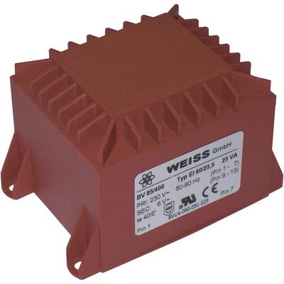Weiss Elektrotechnik 85/409 PCB mount transformer 1 x 230 V 2 x 15 V AC 25 VA 833 mA 