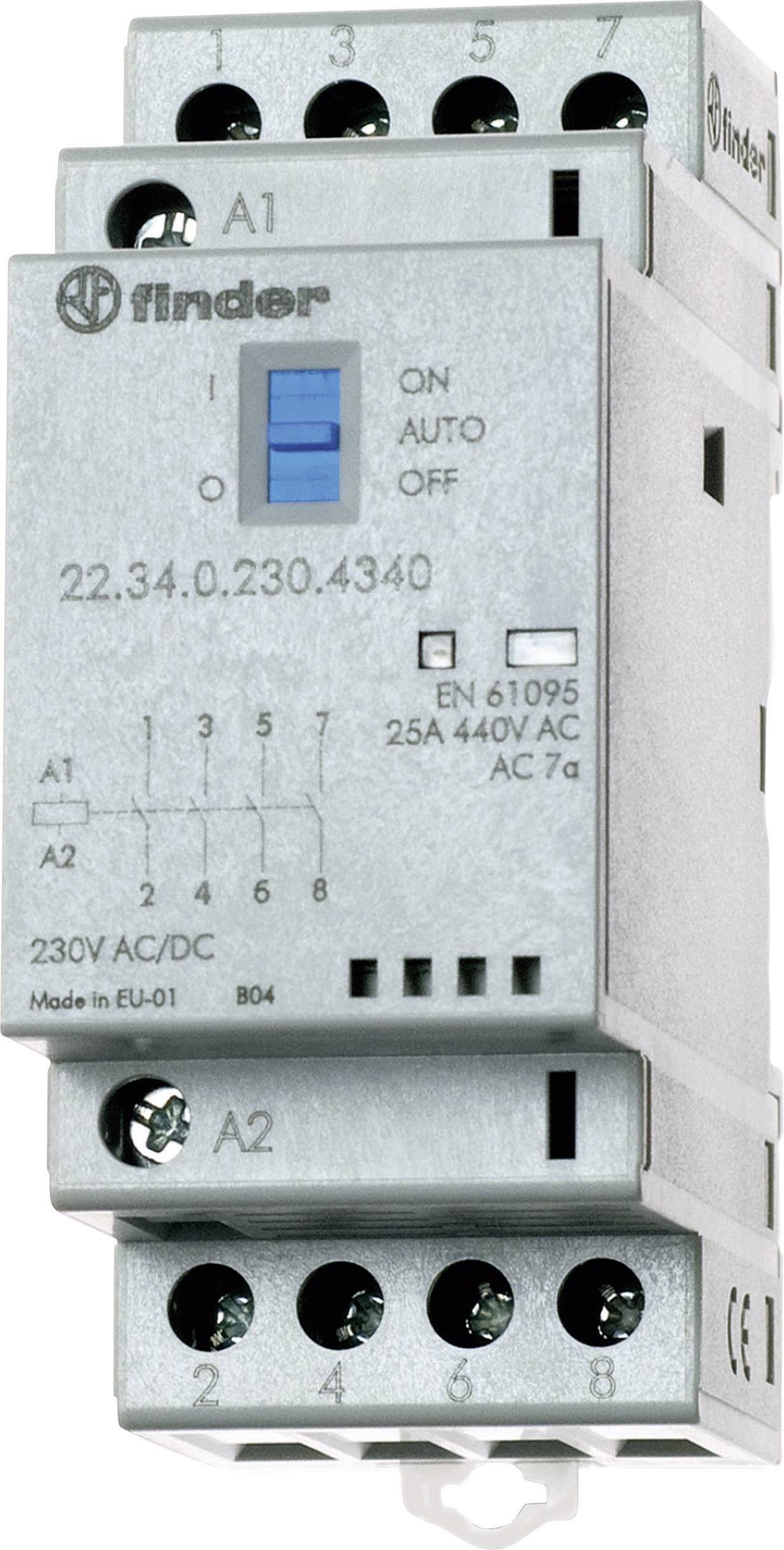 Finder 22.34.0.230.1340 Contactor 4 makers 230 V DC, 230 V AC 25 A 1 pc(s)