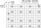 'Representation of a grid mesh with 18 holes, spacing 2.54 x 2.54 mm, hole diameter 1.4 mm. Technical drawing of drilling hole patterns.'