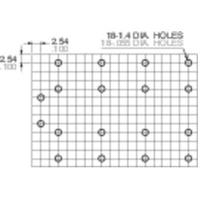'Representation of a grid mesh with 18 holes, spacing 2.54 x 2.54 mm, hole diameter 1.4 mm. Technical drawing of drilling hole patterns.'
