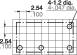 Technical drawing of a rectangular metal plate, showing holes and dimensions of 2.54 mm and 4.12 mm.