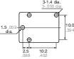 Technical drawing of a rectangular component with holes and dimensional specifications in millimetres for width, height, and hole diameter.
