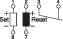 Circuit diagram of an electrical circuit with two buttons: 'Set' and 'Reset'. Connections and control symbols shown.