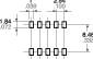 Three rows of square symbols are aligned vertically and horizontally. Distances are shown in inches.