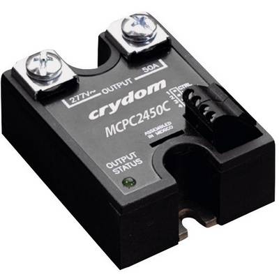 'Crydom MCPC2450' solid state relay with terminals and screws, for electronic control of electrical devices.