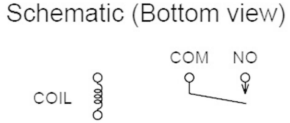 'Underside Circuit Diagram.' Shows a symbol for 'Coil' and a diagram with 'COM' and 'NO', representing electrical connections.
