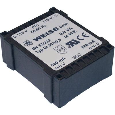 Weiss Elektrotechnik 83/234 PCB mount transformer 1 x 230 V 2 x 9 V AC 6 VA 333 mA 